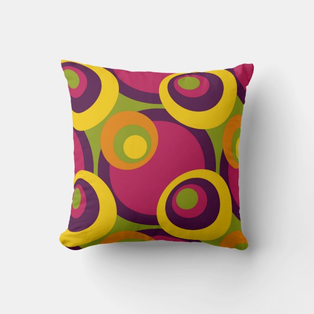 Retro Modern Geometric Circles Pattern Cushion (Front)