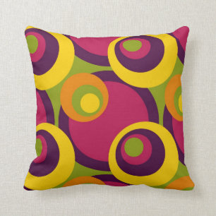 Retro Modern Geometric Circles Pattern Cushion