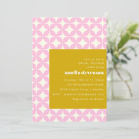 Retro Modern Geometric Pink Yellow Bridal Shower