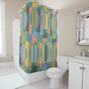 Retro Modern Geometric Shower Curtain