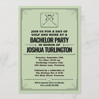 Retro Modern Golf Outing Bachelor Birthday Party Invitation