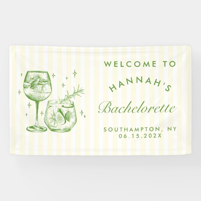 Retro Modern Green Cocktail Bachelorette Banner (Horizontal)