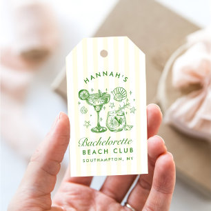 Retro Modern Green & Yellow Bachelorette Weekend Gift Tags