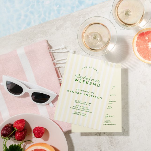 Retro Modern Green & Yellow Bachelorette Weekend Invitation (Retro Modern Green & Yellow Bachelorette Weekend Invitation)