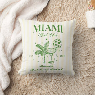 Retro Modern Green & Yellow Miami Bach Party Cushion