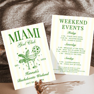 Retro Modern Green & Yellow Miami Bach Party Invitation