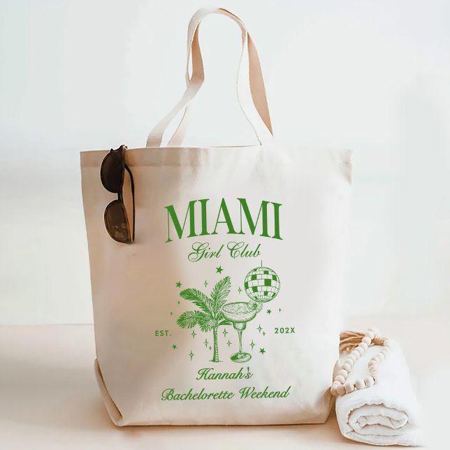 Retro Modern Green & Yellow Miami Bach Party Tote Bag (Creator Uploaded)