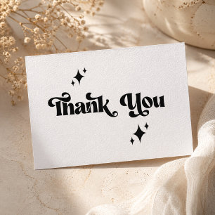 Retro Modern Groovy Black Script Wedding Thank You Card