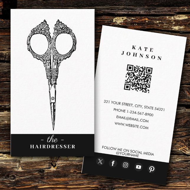 Retro Modern Hairdresser Barber Beauty Salon  Business Card (Retro Modern Hairdresser Barber Beauty Salon Business Card)