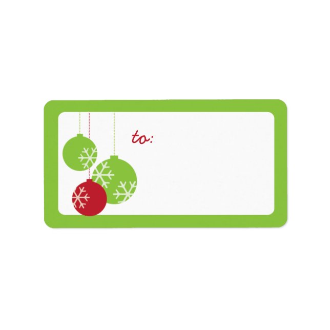 Retro Modern Holiday Ornaments Christmas Labels (Front)