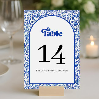 Retro Modern Italian Bridal Shower Table Number