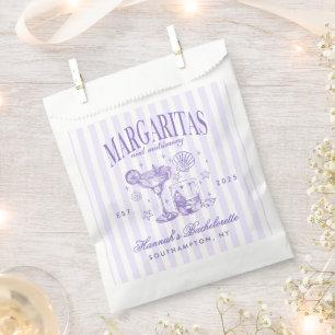 Retro Modern Margaritas and Matrimony Striped Bach Favour Bags