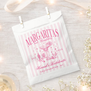 Retro Modern Margaritas and Matrimony Striped Bach Favour Bags