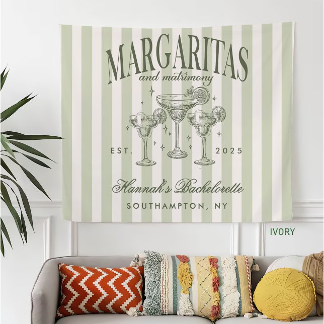Retro Modern Margaritas and Matrimony Striped Bach Fleece Blanket (Creator Uploaded)