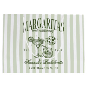 Retro Modern Margaritas and Matrimony Striped Bach Large Gift Bag