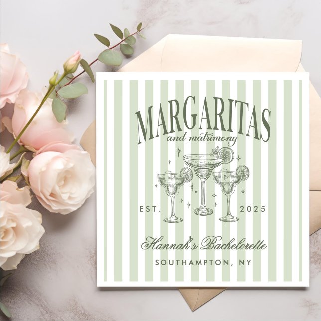 Retro Modern Margaritas and Matrimony Striped Bach Napkin (Creator Uploaded)