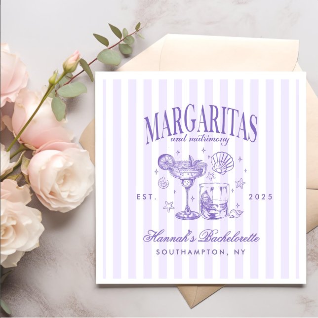 Retro Modern Margaritas and Matrimony Striped Bach Napkin (Creator Uploaded)