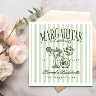 Retro Modern Margaritas and Matrimony Striped Bach Napkin