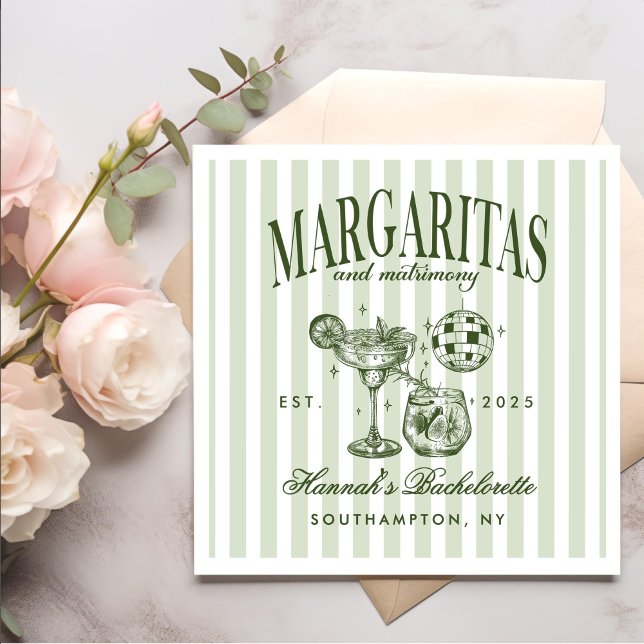 Retro Modern Margaritas and Matrimony Striped Bach Napkin (Creator Uploaded)