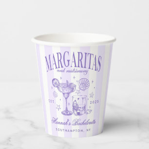 Retro Modern Margaritas and Matrimony Striped Bach Paper Cups
