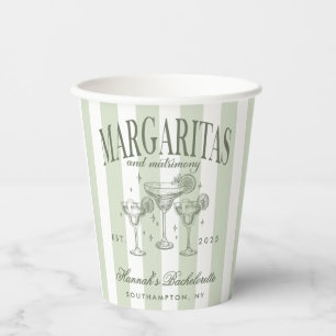 Retro Modern Margaritas and Matrimony Striped Bach Paper Cups