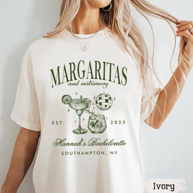 Retro Modern Margaritas and Matrimony Striped Bach T-Shirt (Creator Uploaded)