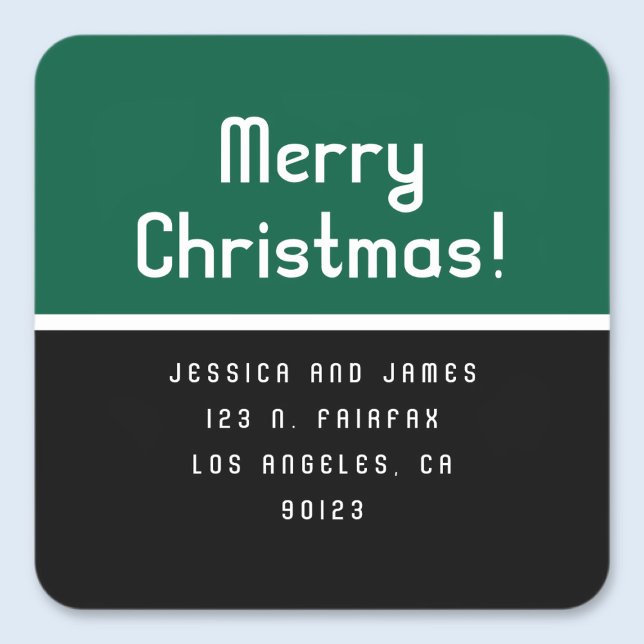 Retro-Modern Merry Christmas Return Address  Square Sticker (Creator Uploaded)