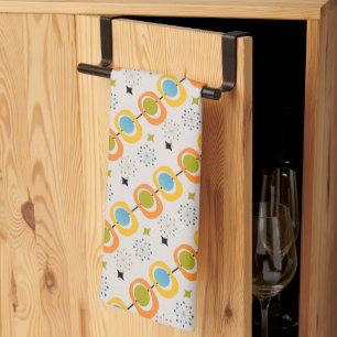Retro Modern Mid Century Starburst Pattern Tea Towel