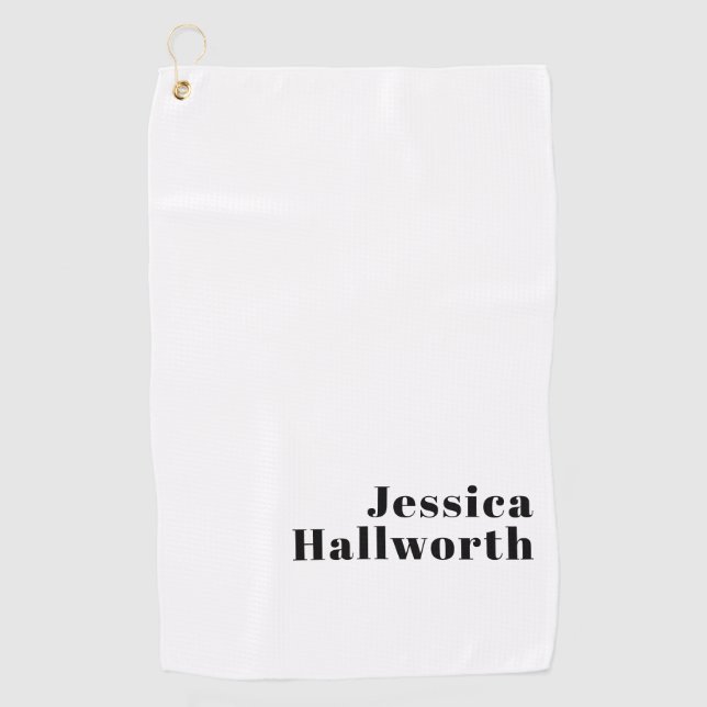 Retro Modern Minimal Name or Business Template Golf Towel (Front)