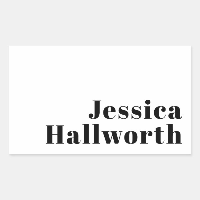 Retro Modern Minimal Name or Business Template Rectangular Sticker (Front)