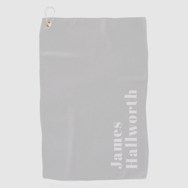 Retro Modern Minimalistic Name (or other text) Golf Towel (Front)