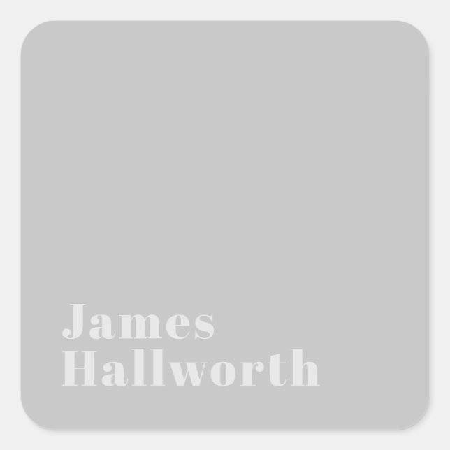 Retro Modern Minimalistic Name (or other text) Square Sticker (Front)