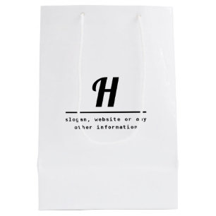 Retro-modern Monogram & Business (or other) Info Medium Gift Bag