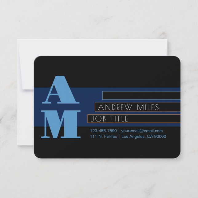 Retro-modern Monogram & Editable Shapes & Colours Card (Front)