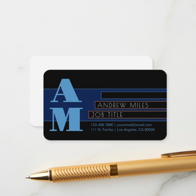 Retro-modern Monogram & Editable Shapes & Colours Enclosure Card (Front/Back In Situ)