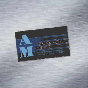 Retro-modern Monogram & Editable Shapes & Colours Magnetic Business Card
