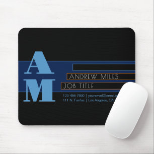 Retro-modern Monogram & Editable Shapes & Colours Mouse Pad