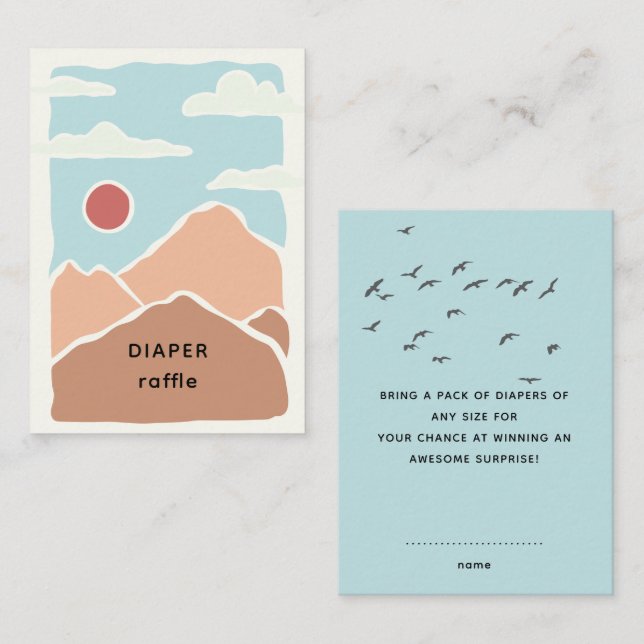 Retro Modern Mountains Art Print Diaper Raffle Enclosure Card (Front/Back)