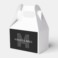 Retro Modern Name/s Editable Monogram Black & Grey