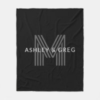 Retro Modern Name/s Editable Monogram Black & Grey
