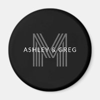 Retro Modern Name/s Editable Monogram Black & Grey