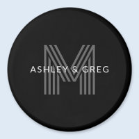 Retro Modern Name/s Editable Monogram Black & Grey