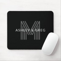 Retro Modern Name/s Editable Monogram Black & Grey