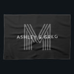 Retro Modern Name/s Editable Monogram Black & Grey Tea Towel<br><div class="desc">Stylish customisable retro-modern monogram,  edit as you wish!</div>