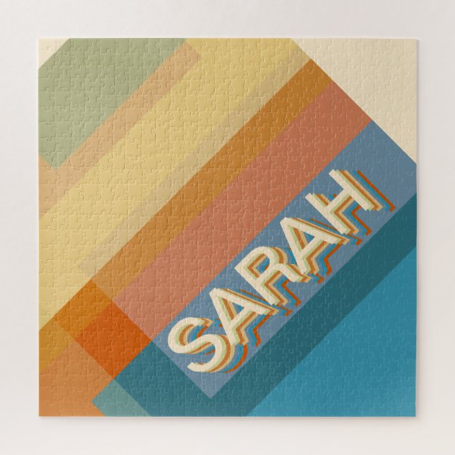 Retro-Modern Name w/Geometric Shapes & Colours  Jigsaw Puzzle (Vertical)