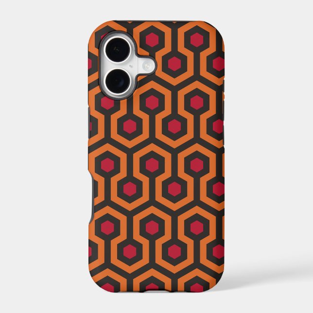 Retro Modern Orange Red Brown Hexagon Pattern (Back)
