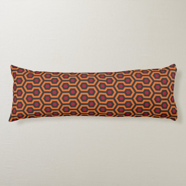 Retro Modern Orange Red Brown Hexagon Pattern Body Cushion (Front)