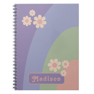Retro Modern Pastel Curve Personalised  Notebook