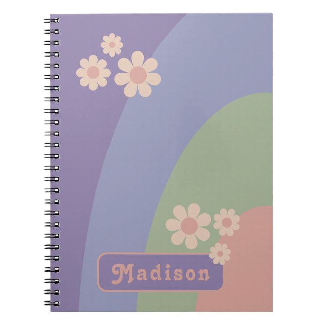 Retro Modern Pastel Curve Personalised  Notebook (Front)