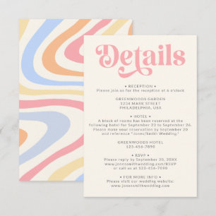 Retro Modern Pastel Wedding Details Enclosure Card